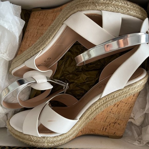 Charles David White & Silver Wedges, Size 8 w/ box - Picture 3 of 5